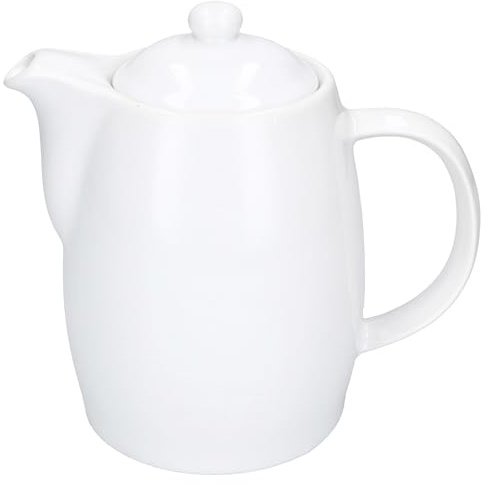 MamboCat Cafetière Kawi en porcelaine 850 ml I Pichet blanche avec anse et couvercle en porcelaine pour thé et café I Design simple pour le petit déjeuner et le café