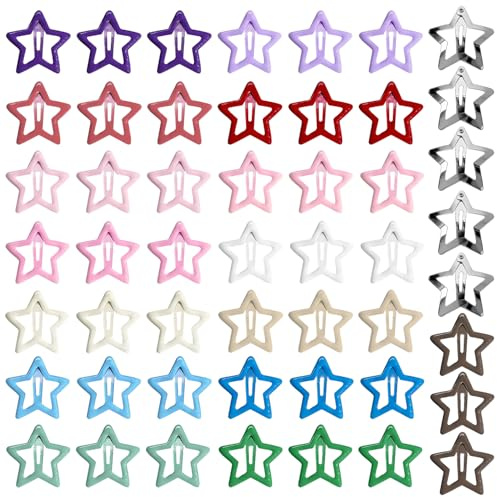 ACKKOR 50 Piezas Pinzas de Pelo de Estrella para Niñas, Clips de Pelo Pequeños en Colores, Accesorios de Pelo para Mujeres y Niñas, Diseño Duradero