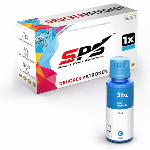 SPS Tintenpatrone Kompatibel für HP - 32XL | Smart Tank 5105 7005 7305 5100 5106 5108 7005 7605 7006 7306 455 515 519 530 558 559 570 655 670 750 790 | 1x Cyan | 8000 Seiten
