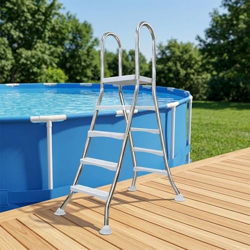 AIBOTY Scala per Piscina Fuori Terra, Scala per Piscina a Doppia Faccia per impieghi gravosi da 33/43/53, Scala per Piscina da 2/3/4/5 gradini, Scala Antiscivolo in Acciaio Inossidabile,135cm