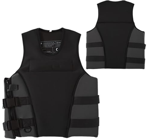 Unisex Portable Schwimnweste aus Neopren mit Seitenöffnung für Angeln Surfen Schwimmen Wassersport(Schwarz,4XL)