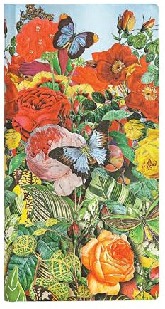 Paperblanks - Naturcollagen Schmetterlingsgarten - Notizbuch Schlank Liniert