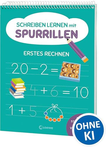 Schreiben lernen mit Spurrillen - Erstes Rechnen: Löse erste Rechenaufgaben - Schreibblock mit vorgeprägten Linien für die 1. Klasse