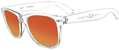 iceBoo Sunglasses Vintage Classic Style unisex Transparent Frame orange Outer Lens (SW5016)
