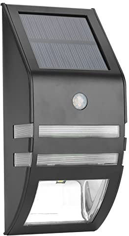 Zerodis Solarlampe Solarleuchte Solarlicht Gartenleuchten Solar Wandleuchte Outdoor Garten Hof Wand Wasserdicht Drahtlos 2 LED (Black-Pure White)