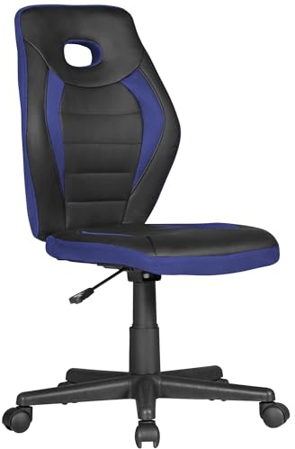 AMSTYLE Kinderschreibtischstuhl Luan schwarz/blau für Kinder ab 6 mit Lehne, Kinderdrehstuhl ergonomisch Kinderbürostuhl, Jugendstuhl höhenverstellbar, Kinderschreibtischstuhl ohne Armlehne