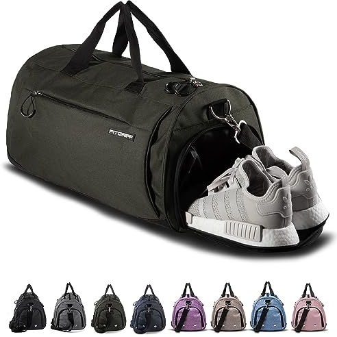 Fitgriff® Sporttasche & Reisetasche für Damen und Herren - mit Schuhfach & Nassfach - Tasche für Sport, Fitness & Reisen - Trainingstasche, Gym Bag (Army Green, 58 x 31 x 31 cm (Medium))