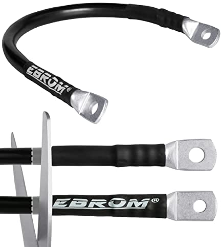 EBROM Câble de batterie pour voiture Câble Electrique 50 mm2 Noir prêt à l'emploi + gaines thermorétractables de 30 cm à 10 m de longueur disponible + œillets/cosses de câble M6/M8/M10/M12 50 mm2
