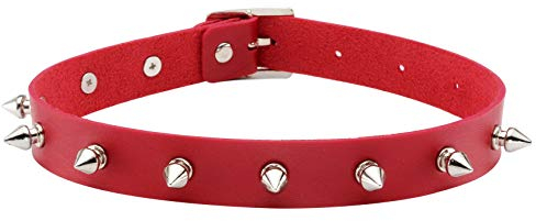 MILAKOO Frauen männer Coole Punk Goth Metal PU Leder Kragen Choker Halskette (rot)