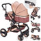 Kinderwagen „California“, 3 in 1 Kombikinderwagen inkl. Sportwagen, zertifiziert nach der Sicherheitsnorm EN1888, Babywanne und Zubehör, Beige