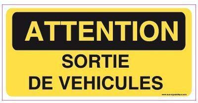 AUA SIGNALETIQUE - Panneau Sortie de véhicules - 100x50 mm, Aluminium Dibond 3mm