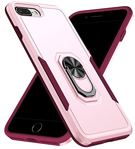 MilanNice Cover per iPhone 8 Plus/7 Plus/6 Plus Custodia Antiscivolo con Anello Regolabile 360 Gradi in TPU Morbido Nuovo Design Protettiva Resistente Antigraffio,Oro rosa