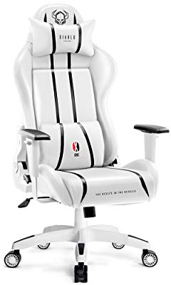 DIABLO X-One 2.0 Sedia da Gaming Gamer Chair Poltrona Ufficio Scrivania Braccioli Regolabili Design Ergonomico Supporto Lombare Funzione di Inclinazione Kids (S) Bianco