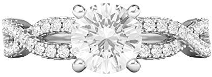 THELANDA Damen Mädchen. Unisex Kinder Weiblich. Ring - 0,925 Sterling-Silber 925 Runder Brilliantschliff Hochfeines Weiß +/River (D) Diamant de synthèse