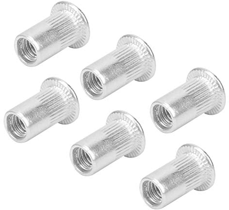 Dadi per rivetti, kit assortimento di dadi per rivetti ciechi 100 pezzi, inserti filettati a testa piatta M5 in alluminio