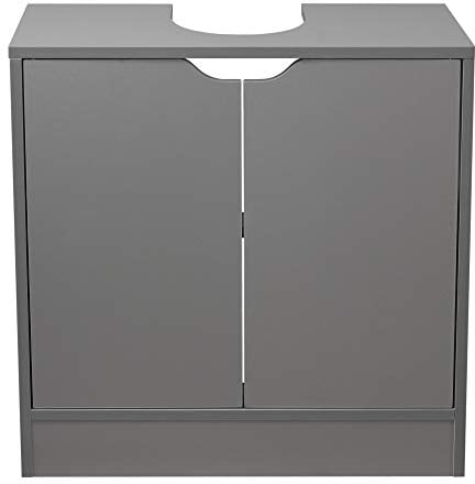 URBNLIVING Full Pedestal Bathroom Sink Cabinet Under Basin Unit Cupboard Storage Furniture (Gray)
