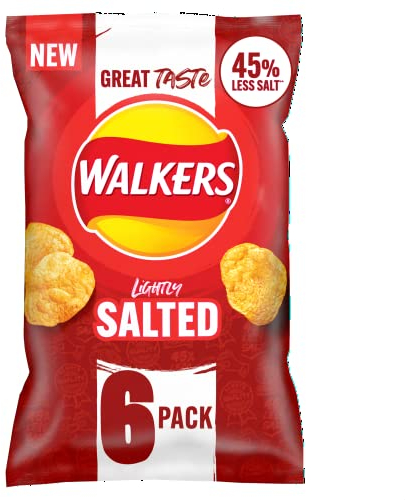 Walkers Less Salt Lightly Salted Multipack Crisps 6x25g