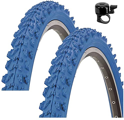 2 x Kenda K-829 Psycho 24 MTB Fahrradreifen Fahrradmantel Blau 50-507 (24 x 1.95) inkl. Fahrradklingel