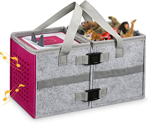 KENOBEE Tasche für Toniebox Starter Set und Tonies Figur, Abnehmbar 2 in 1 Aufbewahrung Tasche mit Griff für Toniebox-Zubehör, Tragetasche Organizer für über 40 Figuren, Rosa