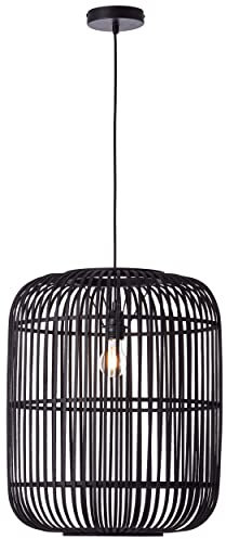 Brilliant Woodrow suspension 45cm bois foncé/noir, bambou/métal, 1x A60, E27, 60 W