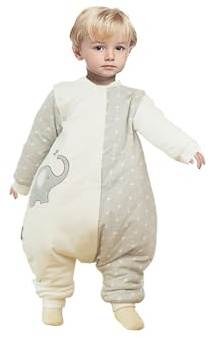 NATUZ Baby Wearable Blanket With Leg Grey Unisex Cotton 12-24 Months Toddler Sleep Sack 18M Removable Sleeves Early Walk Sleeping Bag Quilted Fill 1-2T Infant Winter Tog 2.5 Warm Kids Sleeper