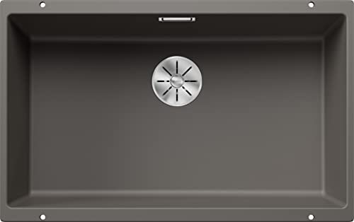BLANCO SUBLINE 700-U | Granitspüle aus SILGRANIT vulkangrau | Einbauart: Unterbau | für 80 cm breite Unterschränke | Beckenform 2 in 1: zwei Becken, ein Ausschnitt und nur einmal montiert