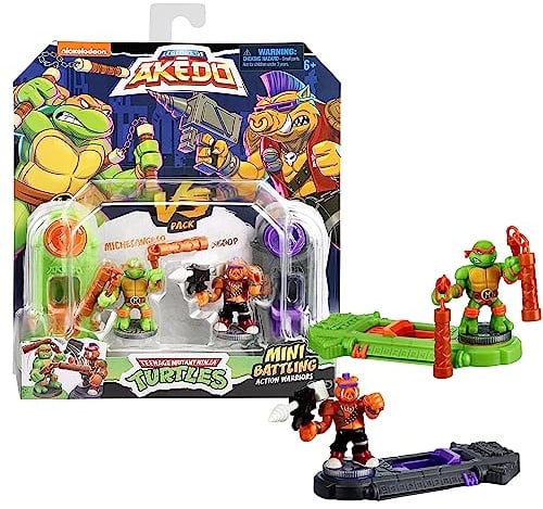Legends Of Akedo Teenage Mutant Ninja Turtles, Mini Battling Warriors Versus Pack Michelangelo Vs Bebop, Green
