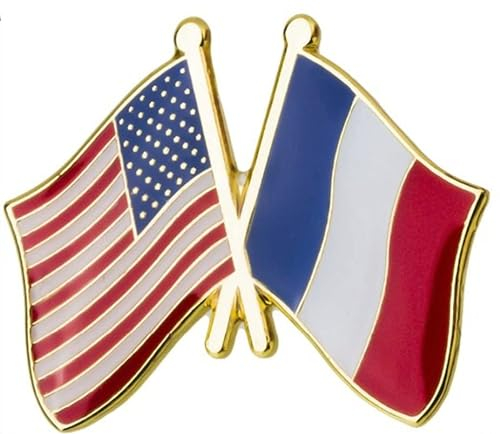 Pin's en émail avec drapeau des États-Unis et de la France, Émail