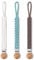 Luvadeyo® Schnullerkette Baumwolle Schnullerband, Holzclip, handgewebtes, moderner Kastrationsstil Babygebrauch (3 Sets grau/blau/braun)