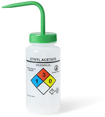 United Scientific™ UniSafe™ Weithals-Waschflasche, LDPE, belüftet, Ethylacetat, 500 ml, 4 Farben, 6 Stück