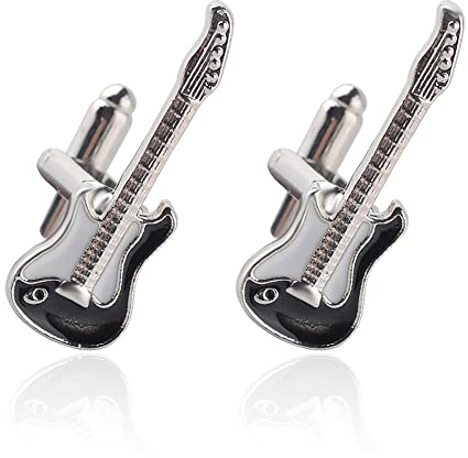 Manschettenknöpfe mit Musik – Originelle Manschettenknöpfe für Band, Choral, Orchester, Verkauf als Paar – Zubehör für Kostüme, Hemd und Anzugjacke, Smoking, gitarre, One size