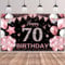 70th Birthday Backdrop Banner,BTZO Happy 70th Birthday Decorations,Rose Gold and Black Birthday Fabric Photo Backdrop Background for Men Women 70th Birthday Anniversary Party Decor,180×110cm