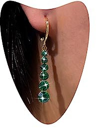 Atentuyi Boho Grün Cz Ohrringe Gold Lange Quaste Strass Ohrringe Smaragd Baumeln Ohrringe Grün Strass Ohrringe Tropfen Ohrringe Strass Kette Ohrringe Schmuck Für Frauen Und Mädchen