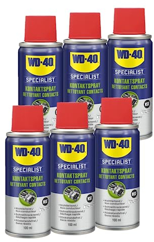 WD-40 Specialist Kontaktspray 6x100ml – Antistatischer Reiniger für Elektronik, entfernt Feuchtigkeit, Schmutz und Öl, für bessere Leitfähigkeit, rückstandsfreie Reinigung und Schutz vor Kurzschlüssen