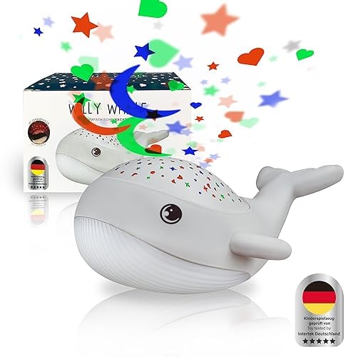 MegaLight Nachtlicht Baby Sternenhimmel | 2in1 Sternenhimmel Projektor Baby + Nachtlicht | warmweißes Nachtlicht & RGB Sternenprojektor in 3 Farben | Sternenprojektor Nachtlicht Kinder | WILLY WHALE