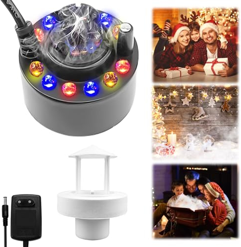Nizirioo Nébuliseur à ultrasons 12 LED pour machine à fumée à ultrasons avec protection anti-éclaboussures amovible pour intérieur ou extérieur, Halloween