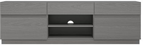 Galano Anderson TV Stand – 140cm Entertainment Unit for up to 60 TV, 2-Door Cabinet with Large Storage, Cool Grey Oak