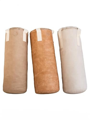 Handgefertigter Leder Boxsack gefüllt 20 kg (Taupe)