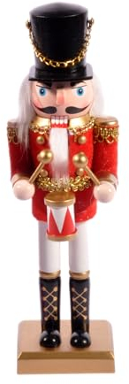 Ciao- Schiaccianoci Natale Soldatino con tamburo (38cm) in legno e tessuto, rosso/nero