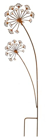 Bornhöft Gartenstecker Pusteblume aus Edelrost Metall Rost Gartendeko Edelrost rostiger Beetstecker 116cm Gartendekoration rostiger Beetstecker
