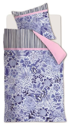 beddinghouse Oilily Mako Satin Bettwäsche Florence, Größe 135x200/80x80 cm, Blue