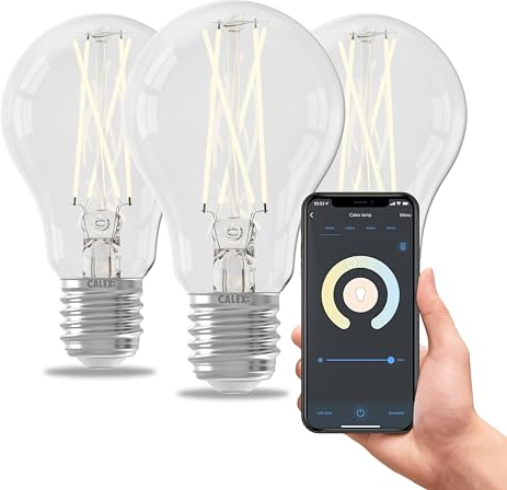 CALEX Smart LED Lampe, E27, Filament, warmweißes Licht, dimmbar, WLAN App- & Sprachsteuerung, 3er Pack