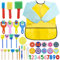 TOKSEO 45 Stück Schwamm Malerei Pinsel Stempel Pinsel Set für Kinder,Kinder Früherziehung Zeichnung DIY Kunsthandwerk mit wasserdichte Schürze
