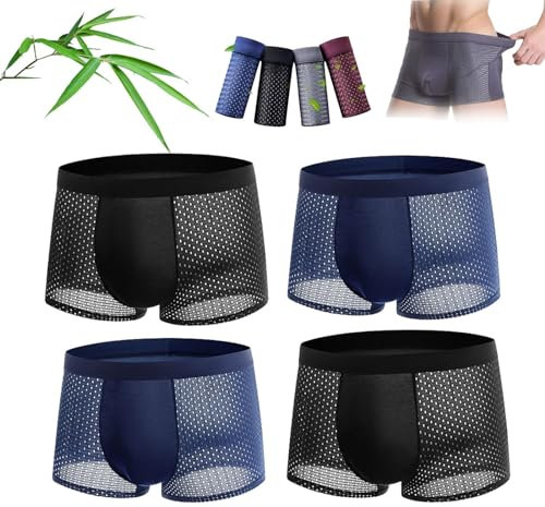 Boxer Boxer in Fibra di bambù, Boxer in Fibra di bambù, Intimo da Uomo Traspirante in Nylon (L,4 PCS - B)