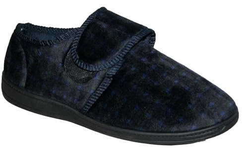 footloose.shoes Diabetic Orthopedic Men's Easy Close Wide-Fitting Touch Close Bar-strap Shoe Slippers Sizes 6-14 (Blue Extra Wide, UK Footwear Size System, Adult, Men, Numeric, X-Wide, 9)