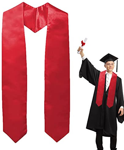 Rot Abschluss Stola für Erwachsene Unisex, 63 Zoll Abschluss Ehrenstola Satin Akademische Schärpe für Schule, Kirche, Zeremonie, Religiöse Veranstaltungen, Priester Stola, Abschlussfeier Zubehör