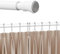 Heilmetz Duschvorhangstange ohne Bohren, Ausziehbare Duschvorhangstange Teleskopstange mit 12 Duschvorhangringe Edelstahl Duschvorhang Duschstange für Badewanne Gardinenstange,Weiß（110cm-160cm）