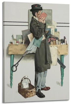 Mioedi Norman Rockwell (Mann mit Nase im Buch), Künstler-Poster, Kunst, Leinwand, Malerei, Dekor, Wanddruck, Foto, Geschenke, Zuhause, moderne Dekorationen, 40 x 60 cm