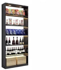 GUERNSEY Weinschrank Edelstahl-Weinschrank, Metall-Präsentationsständer, Weingut, kommerzieller Wand-Weinvitrinenschrank, Rotweinregal Weinregal (Color : B, Size : H-250cm)
