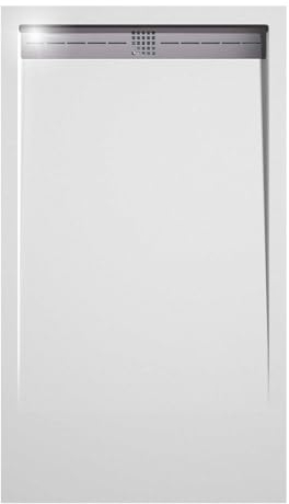 SoulBath Plato de Ducha - Resina - Textura Liso/Piedra - Antideslizante - Color Blanco - 170X70- Extraplano 3cm - Resistente Gel Coat - Incluye Válvula desagüe y Rejilla Diseño Minimalista.